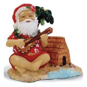 Hawaiian Christmas Ornament Santa on Beach