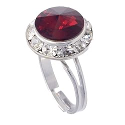 Silvertone Framed Red Swarovski Crystal Fashion Ring