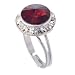 Silvertone Framed Red Swarovski Crystal Fashion Ring