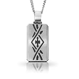 STEL Stainless Steel Black Tribal Design Dog Tag Pendant 22