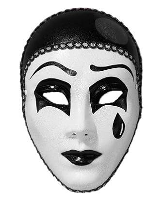 White Pierrot Full Mask: Pierrot Clown Mask. White Pierrot Full Mask: