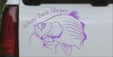 6in X 4.6in Purple -- White Bass Slayer Hunting And Fishing Car Window Wall Laptop Decal Sticker