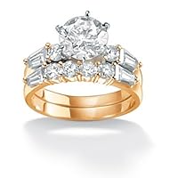 2-Piece DiamonUltraandtrade; Cubic Zirconia 10k Gold Bridal Set