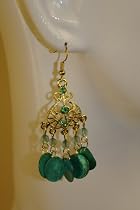 Saka's Dangle Gold Tone Metal Chandelier Earrings - Turquoise