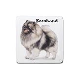 Keeshond Rubber Square Coaster (4 pack)
