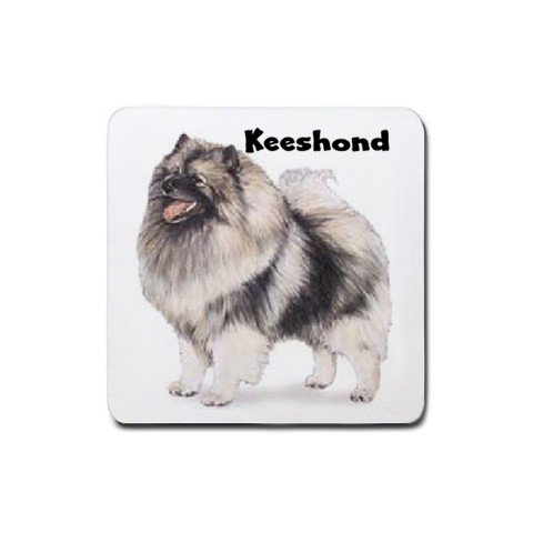Keeshond Rubber Square Coaster (4 pack)