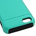 CoverON Hybrid Dual Layer Case with Credit Card Holder for Apple iPhone 5C - Teal Hard Black Soft Silicone (Teal/Black)