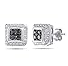Sterling Silver Black Diamond Square Earrings
