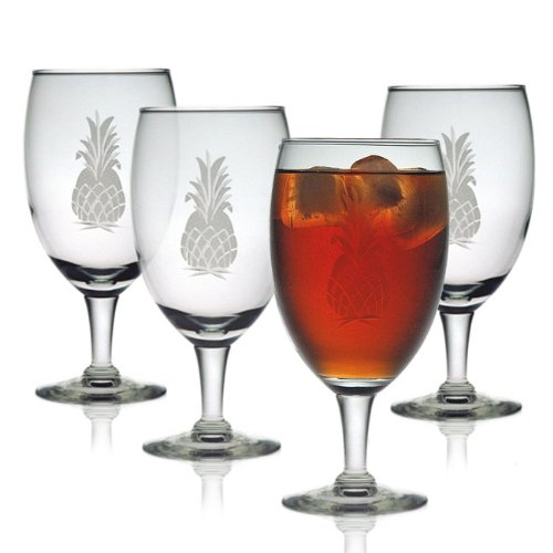 Susquehanna Glass Pineapple Pattern 16-Ounce Footed Iced Tea Glass, Set of 4