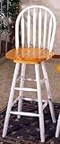 White Natural Arrow Back Swivel Bar Stool Pair
