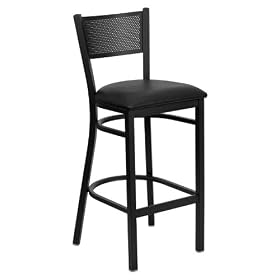 Flash Furniture HERCULES Series Black Grid Back Metal Restaurant Bar Stool with Black... by Flash