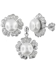 Sterling Silver and Freshwater Pearl Earring and Pendant Set