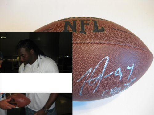 TYSON JACKSON,KANSAS CITY CHIEFS,LSU,TIGERS,SIGNED NFL FOOTBALL WITH PROOF + COA
