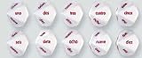 Set of 5 Dices - 10 Sided polyhedral - Word Spanish Numbers