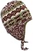 WOOL CHULLO FLEECE LINED SKI HAT TOQUE WITH EAR FLAPS WINTER KNIT BEANIE MOUNTAINEERING SKULL CAP - IVORY / OVIVE - MAROON DIAMOND