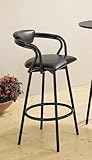 Set of 2 R Style Satin Black Retro Bar Stool Pub Stools
