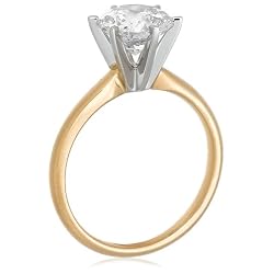 14k Choice of White or Yellow Gold Round Diamond Solitaire Engagement Ring