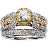 14K Two Tone Gold Diamond Semi Mount Engagement Ring (0.75 ctw, G-H, SI1)