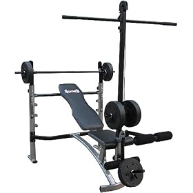 Body Champ Mid-Width Weight Bench with Lat Tower & Arm Curl