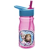 Zak! Designs Tritan Water Bottle with Flip-Up Spout and Straw with Anna and Elsa from Frozen, Break-resistant and BPA-free Plastic, 16.5 oz.