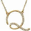 14k Yellow Gold Gorgeous Q Initial Diamond Necklace