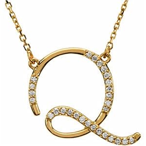 14k Yellow Gold Gorgeous Q Initial Diamond Necklace