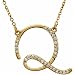 14k Yellow Gold Gorgeous Q Initial Diamond Necklace