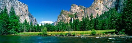 Walls 360 Peel & Stick Wall Mural: Bridal Veil Falls Yosemite (36 in x 12 in)