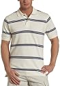 IZOD Men's Short Sleeve Double Bar Striped Pique Polo