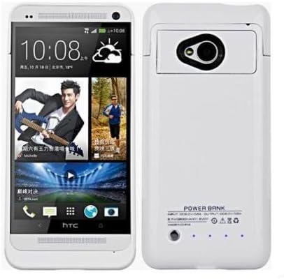 HTC Estuche Protector Blanco con Batería Incluida, Cycer 3200mAh Cargador Protector con Batería de Reserva para HTC ONE M7, Protector Recargable