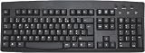 French European AZERTY Wired USB Black Computer Keyboard (Black with White Letters)
