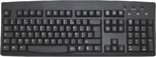 French European AZERTY USB Black Computer Keyboard (Black with White Letters)