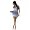 Sommer Babydoll Tunika Minikleid Blau Wei&szlig; (3819)