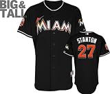 Mike Stanton Jersey: Big & Tall Miami Marlins #27 Alternate Black Authentic Cool Base&Atilde;&cent;"&Acirc;&cent; Jersey with Marlins Park Inaugural Season Patch