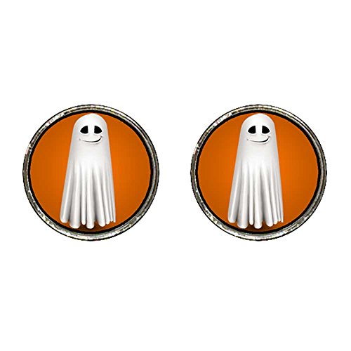 Chicforest Silver Plated funny Halloween ghost Photo Stud Earrings 14mm Diameter