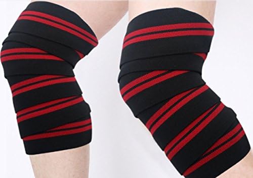 Elastic Knee and Joint Compression Wraps (Pair), Professional Heavy Duty Knee Support, for Weightlifting, Powerlifting, Crossfit, Fitness, Unisex