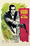 IMAGE OF Professionally Framed James Bond Movie (Dr. No, French) Poster Print - 24x36 with RichAndFramous Black Wood Frame