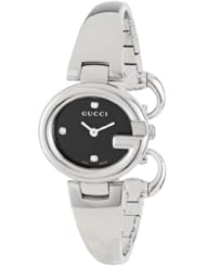 Gucci Womens YA134505 Guccissima Fashion Bangle Black Diamond Marker Dial Watch