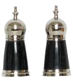 Decorative Salt and Pepper Sakers with Inlaid Black Enamel