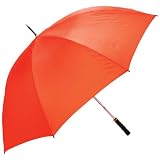 ORG & BLK WOODEN HDL UMBRELLA