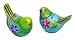 Bright Blue/Green Flower Design Bird Figures - Set of 2