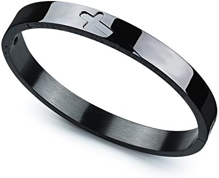 Qinggiveme Cross couple titanium steel bracelet couple bracelet black
