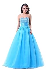 A-line Organza  Sleeveless Beaded Crystal Lace-Up Sweetheart  Ball Gown Prom Dress/Quinceanera Dress/Party Dress 