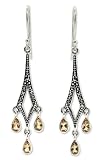 Marcasite and citrine chandelier earrings, 'Thai Lights'