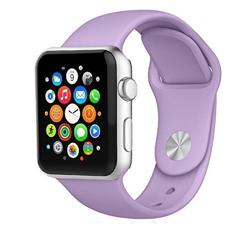 iMiWell Soft Silicone Fitness Replacement Sport Band for Apple Watch - 38mm - Lavender - 3 Piece of Bands Included for 2 Lengths