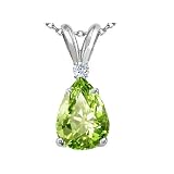 1.33 cttw Genuine Peridot and Diamond Pendant - 14kt White or Yellow Gold