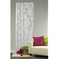 Fadenvorhang Dekoschal mit �sen Vorhang 140x235 weiss Blume Muster Gardine