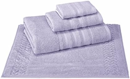ALLURE 4pcs Turkish Cotton Towel Set with Bath Rug, Lilac