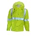 Global Glove GLO-1400 FrogWear Class 3 Polyurethane on Nylon Rainwear Jacket with 3M Reflective Strip, Small, Lime/Yellow (Case of 50)