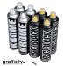 KOBRA Aerosol Spray Paint Pack 1: 4 Big Black cans and 4 Krome cans, all 600ml.